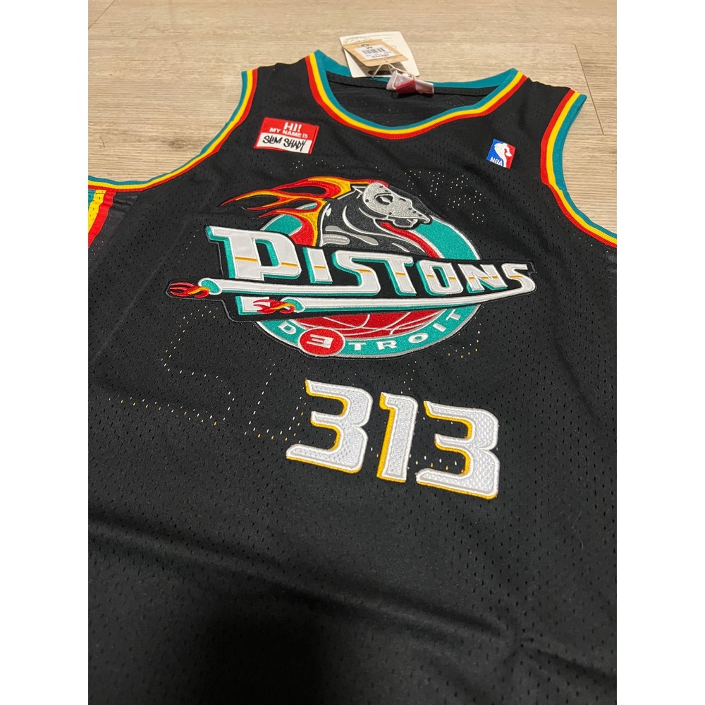 Detroit Pistons Shady 313 Basketball Jersey Size M Eminem NWT Mitchell & Ness - Picture 3 of 10